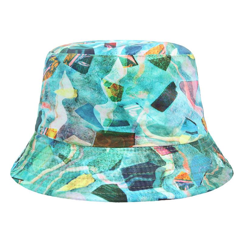 New Summer Women's Sunscreen Breathable Sun Hat Tie-dye Floral Print Bucket Hat Outdoor Sports Casual Fashion Sunshade Basin Cap