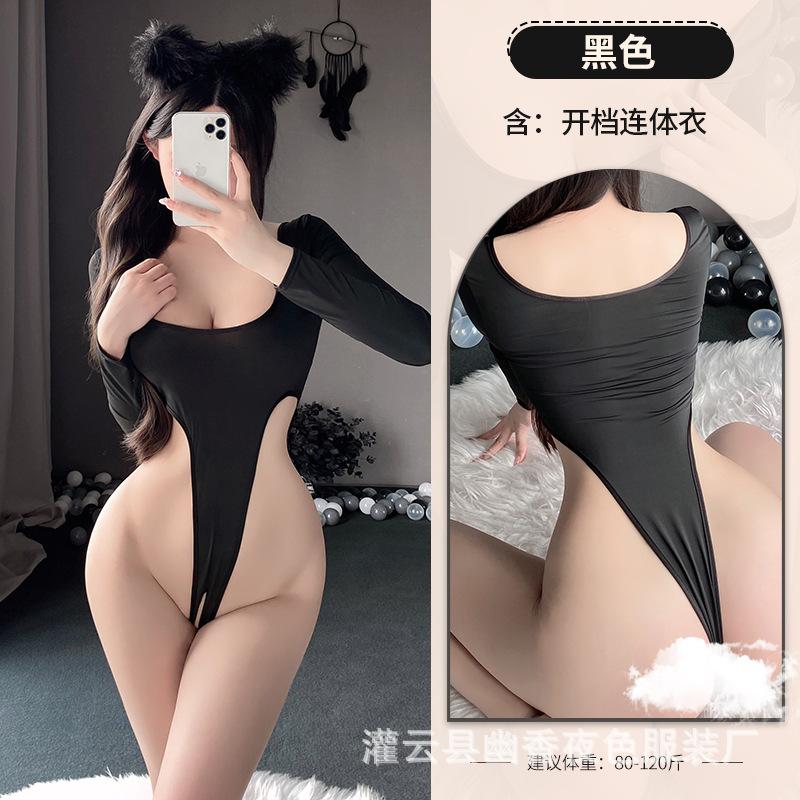 Sexy lingerie sexy onesie passion open crotch uniform temptation ice silk hot body suit