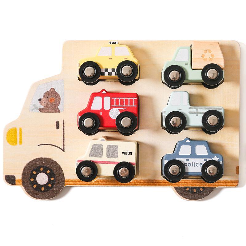3D Wooden Car Shape Matching Puzzle Toy for Early Education
