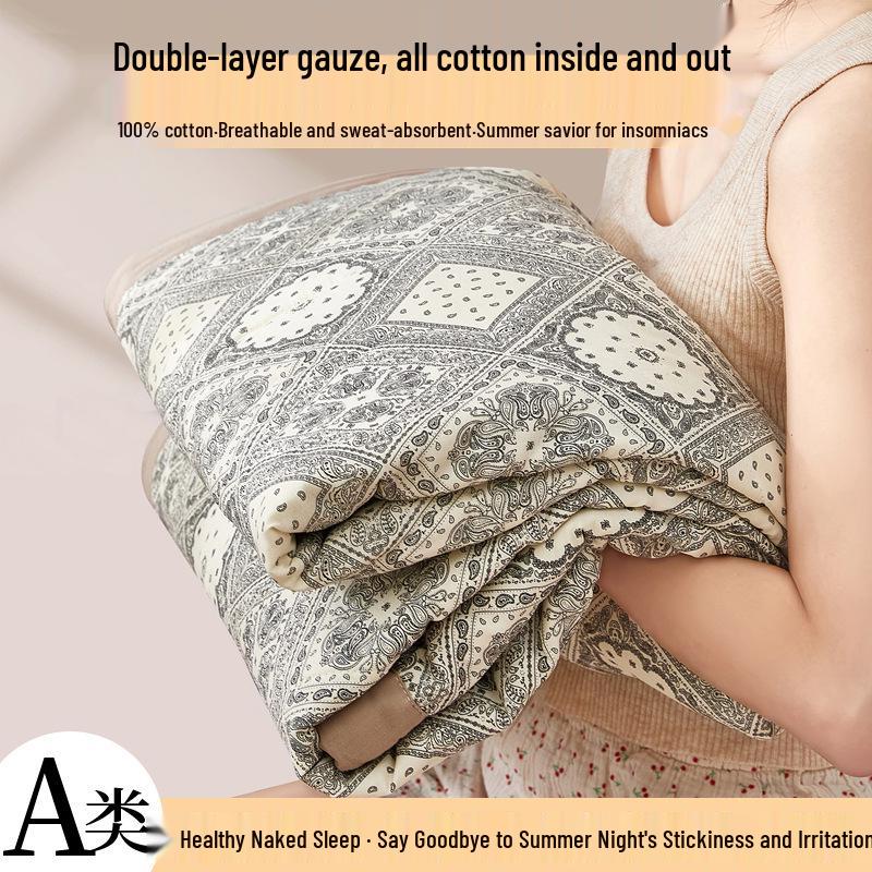 Summer Cool 100% Cotton Double Layer Gauze Quilt Set