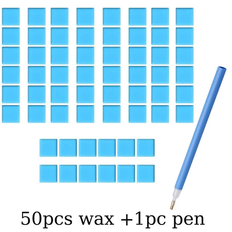 2*2cm Blaue Kreuzstich Punktkleber Zubehör Diamantmalerei Stickerei Kleber Knete Wachs Schlamm Mit Stift DIY Stickwerkzeug-Set