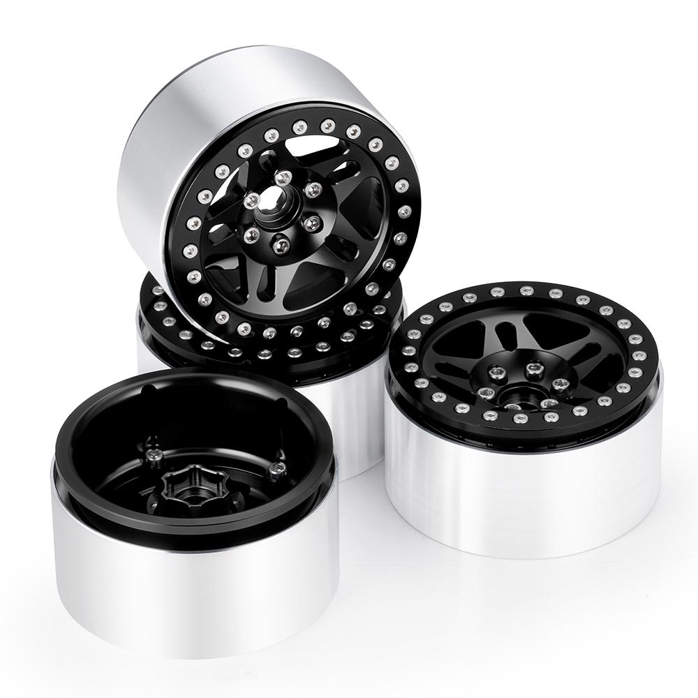 YEAHRUN 4pcs Aluminum Alloy Beadlock 2.2 inch Wheel Rims Hubs for Axial SCX10 Wraith TRX-4 1/10 RC Crawler Car Upgrade Part