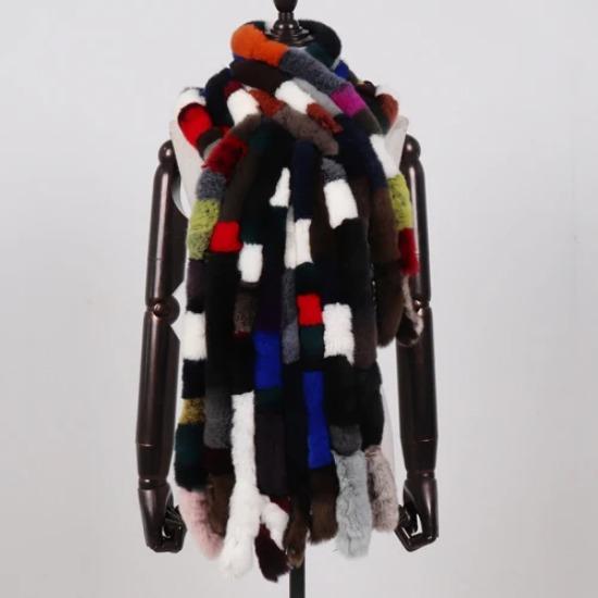 New Women Long Style Real Rex Rabbit Fur Scarf Rex Rabbit Fur Warm Soft Warp Quality Fashion Rex Rabbit Fur Tassel Shawl Scarves