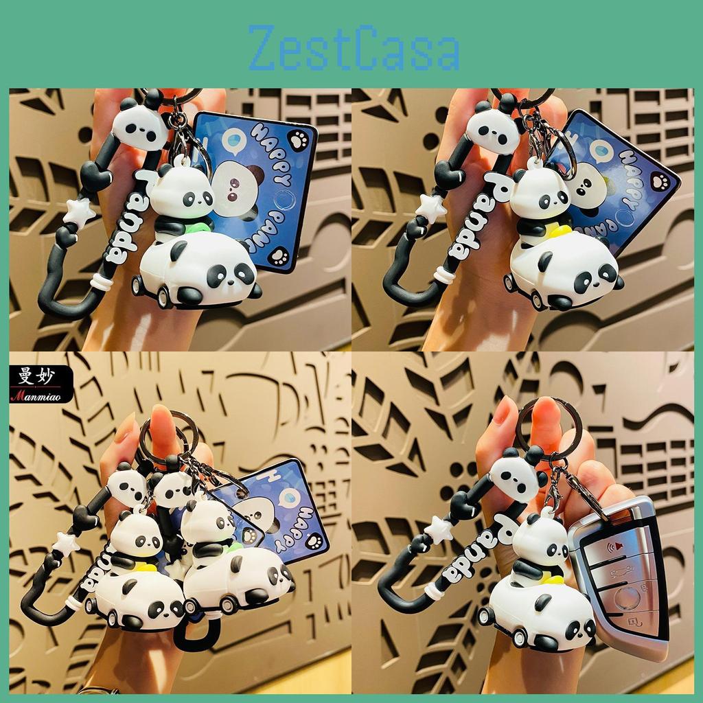 Niedlicher Silikon Panda Baby Stoßauto Schlüsselanhänger Modischer Autoschlüsselhalter Ideales Geschenk