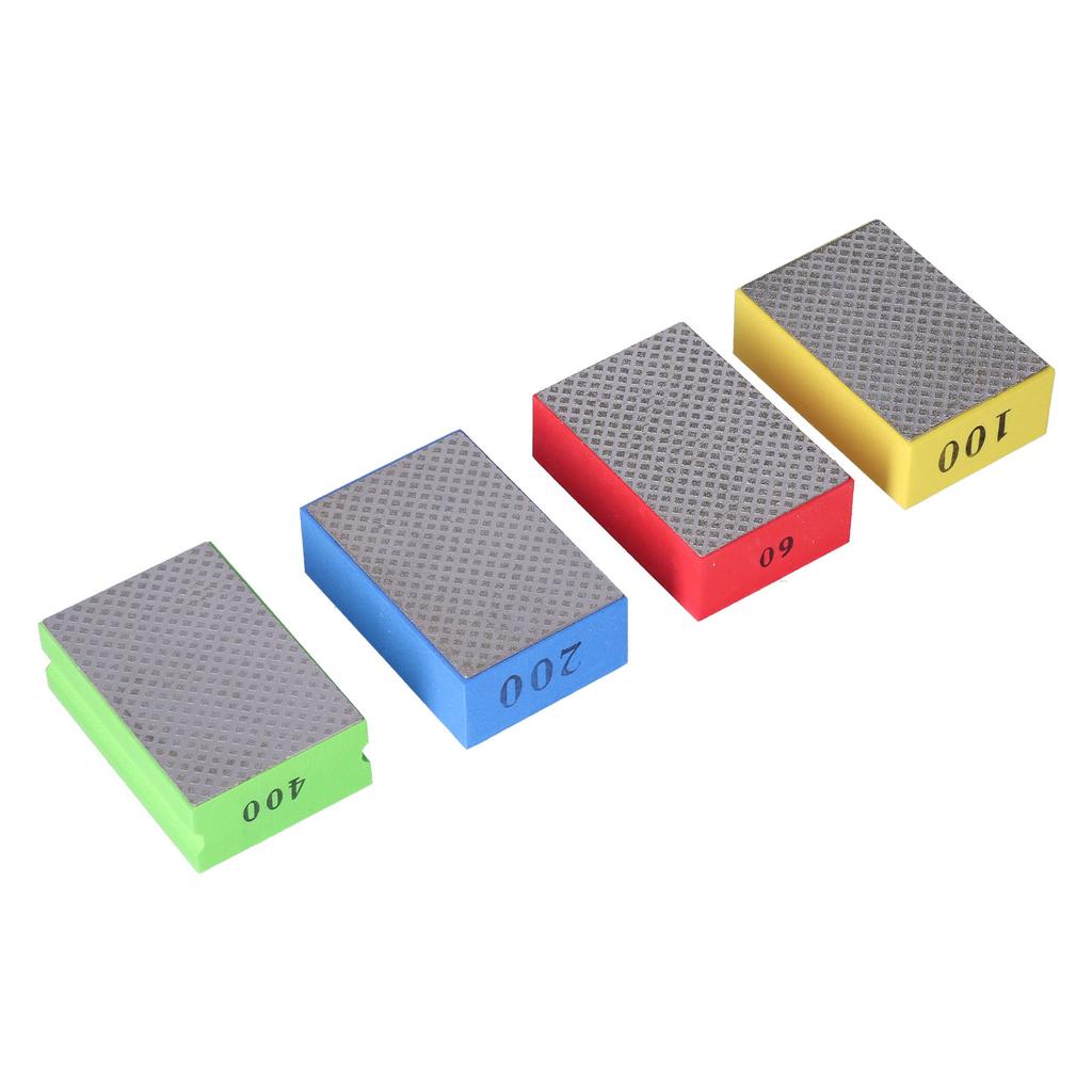 4Pcs Diamond Hand Polishing Pads for Tile Stone Trimming Deburring 60# 100# 200# 400# Grit