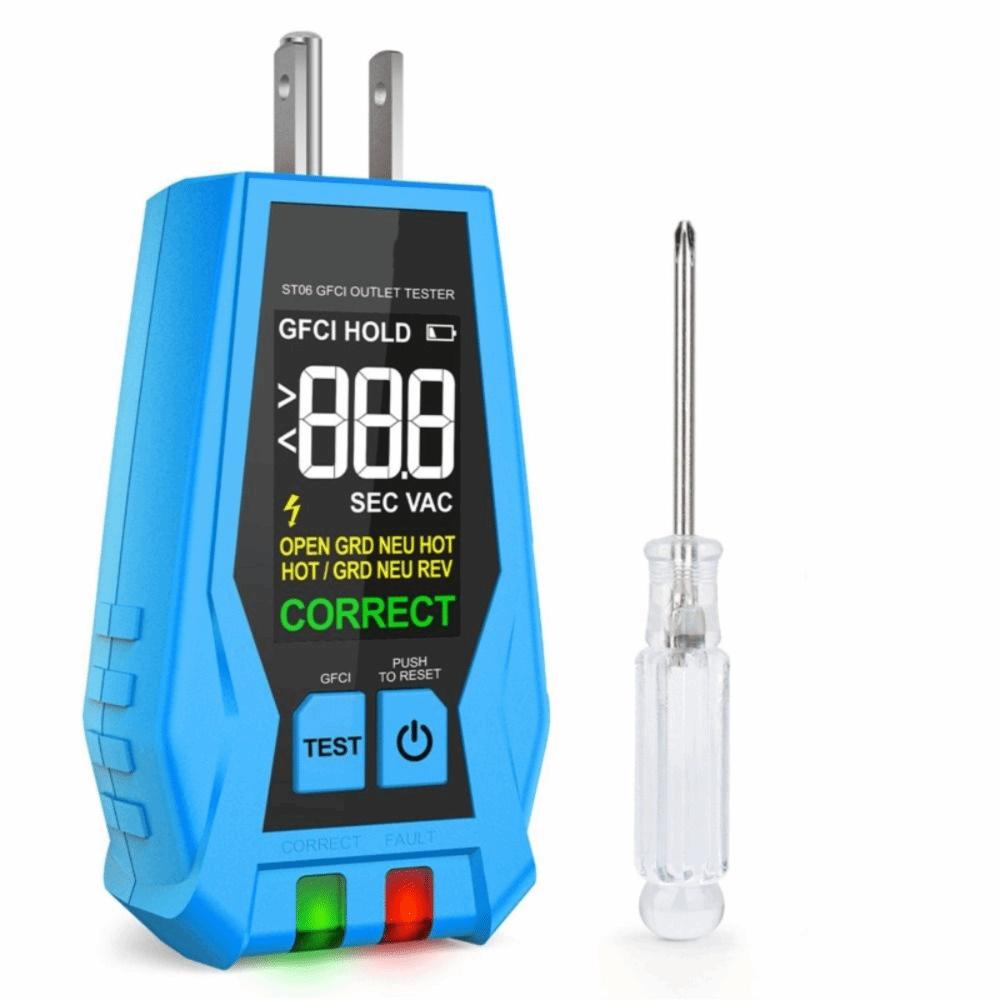 Color Screen Outlet Tester LCD Display Receptacle Tester GFCI Tester  Standard Electrical Outlet