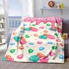 Pink Heart Donut Flannel Throw Blanket Soft Reversible All Season Home Office Travel Gift