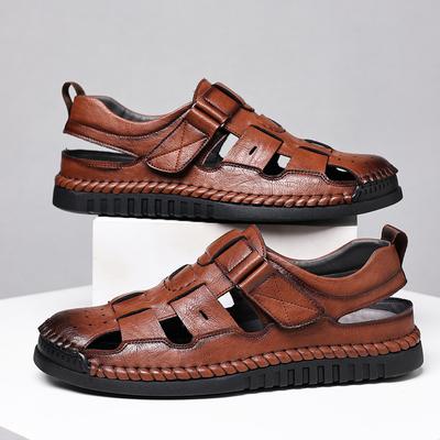 Fashion Fashion Leather Sandal for Men Round Toe Light Comfortable Mens Sport Sandals Trendy All Match Breathable Non Slip Beach Shoes