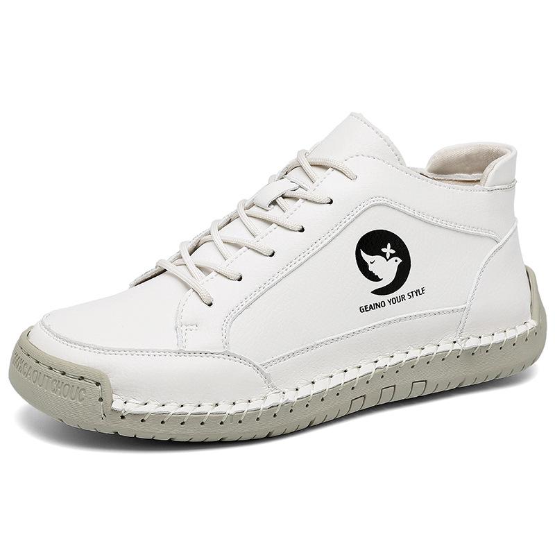 White Leather Sneakers Women Sports Shoes Leather Loafers Shoes for Women Casual Shoes Hand Sewing Driving Shoes Ladies Sneakers