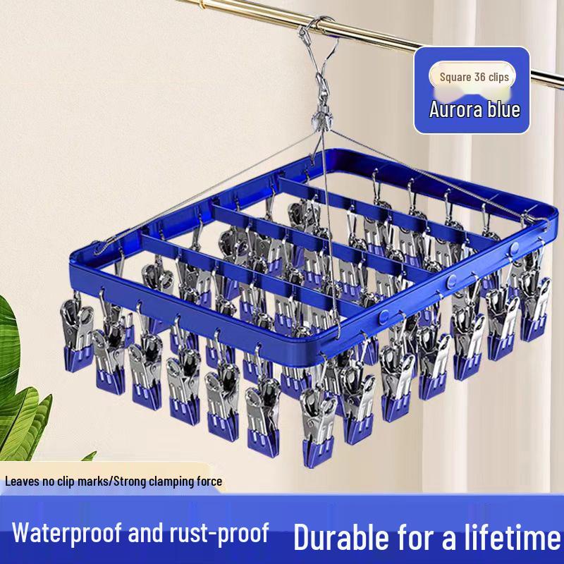 Aluminum Alloy Multi-Clip Drying Rack for Socks and Underwear
