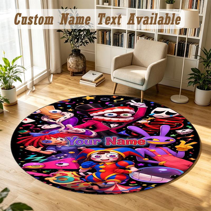 Round Rug Custom NameThe Amazing Digital Circus Pattern Non Slip Carpet Home Floor Decor