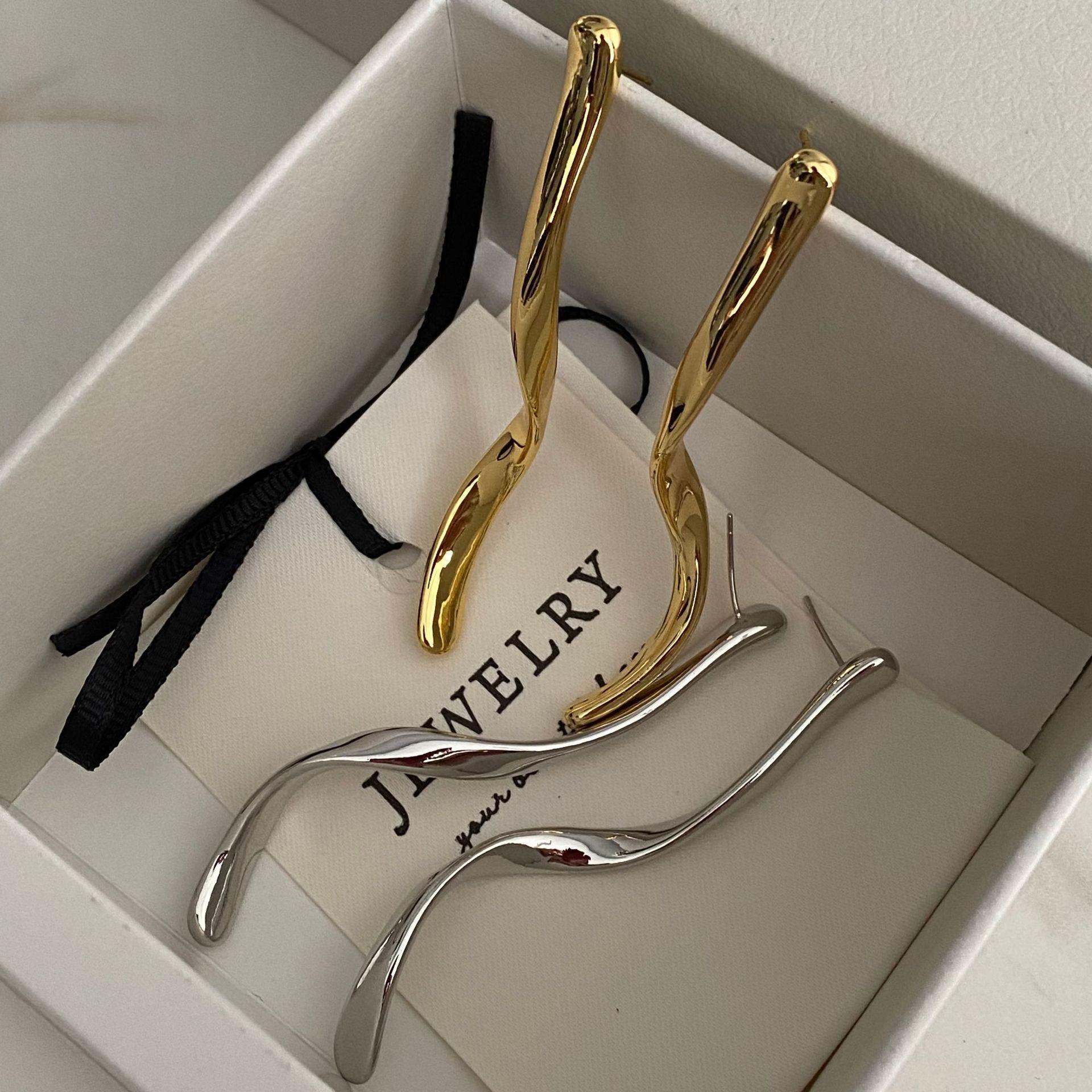 

Серьги-волны Niche Design, холодный стиль, высококачественные витые серьги, минималистичные длинные серьги