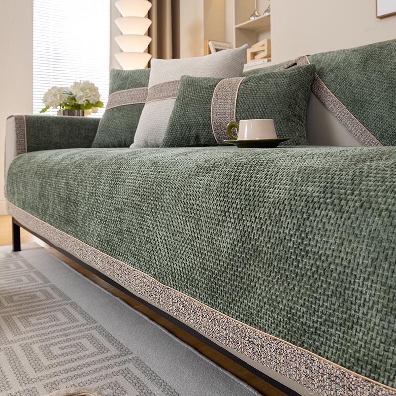 Luxury Modern Chenille Sofa Cushion - High-End, All-Season, Non-Slip, Fully Wrapped, Minimalist Design.
