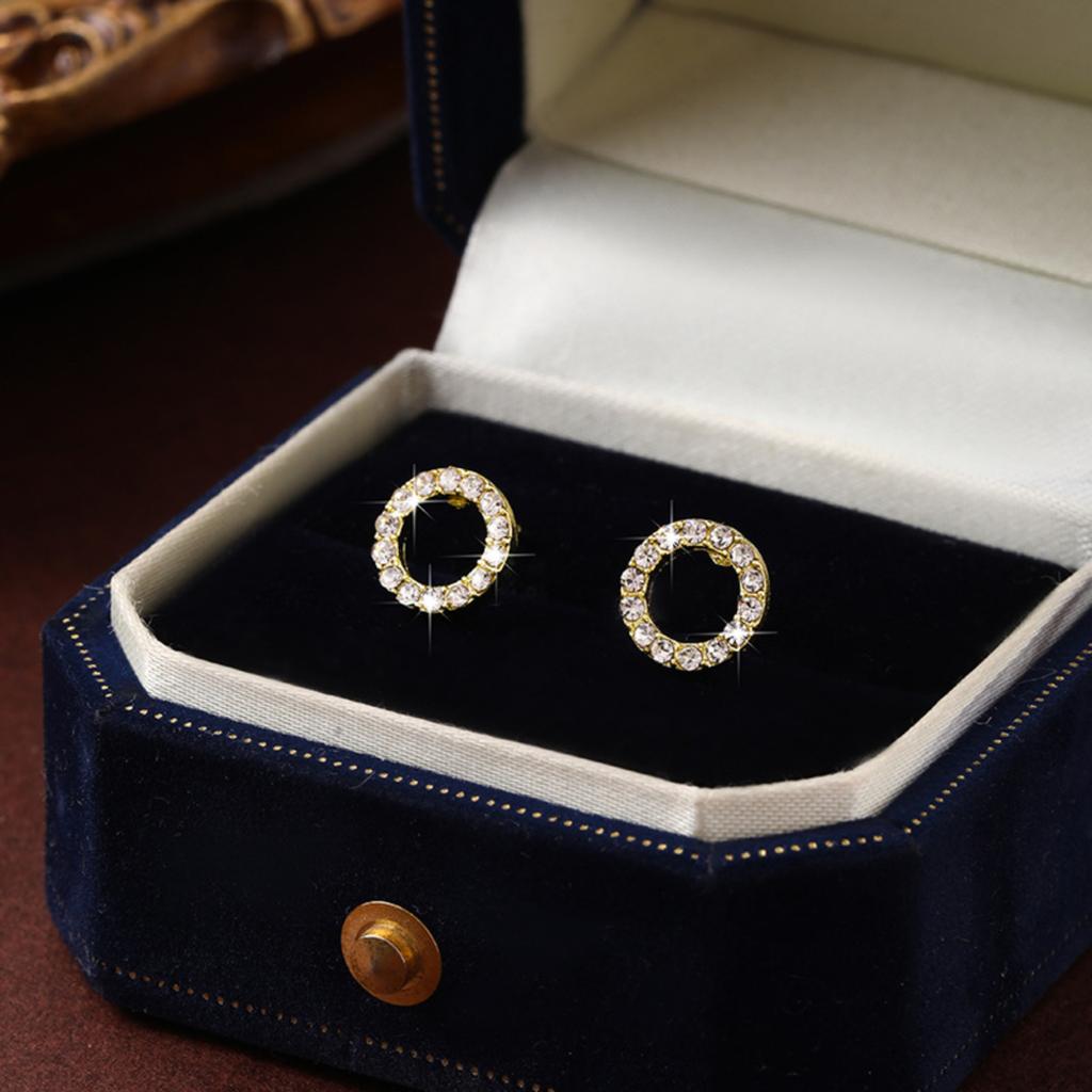 Minimalist Circle Stud Earrings with Embedded Crystals Lightweight Design Classic Style Suitable for Everyday Wear and Office Use Women Jewelry