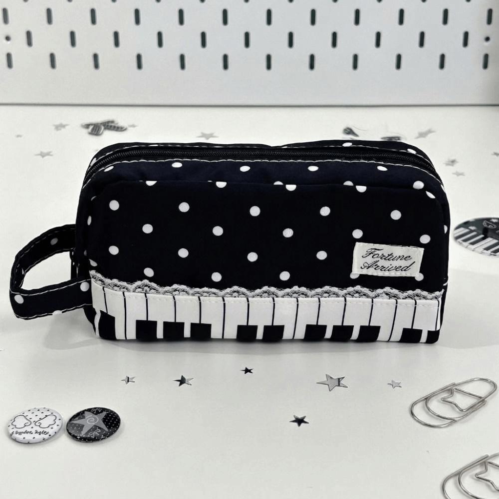Met Handvat Piano Potloodtasje Kant Pen Tas Kawaii Stippen Potloodtasje Bureau Opberging