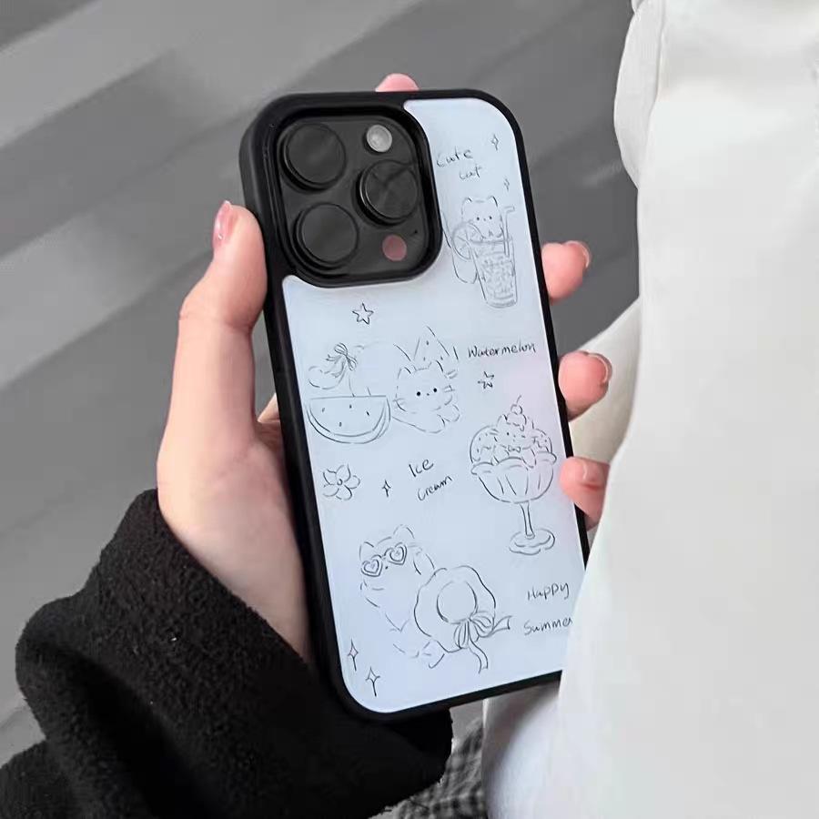 Black and White Cat for IPhone 16 Phone Case 13 Protective Case for IPhone 15 Fun 14 Cartoon 12 Soft 11