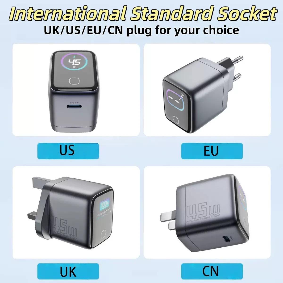 

100W GaN Smart AI Charger with TFT Display, Multi-port Fast Charging for iPhone 17 and Laptops EU Standard