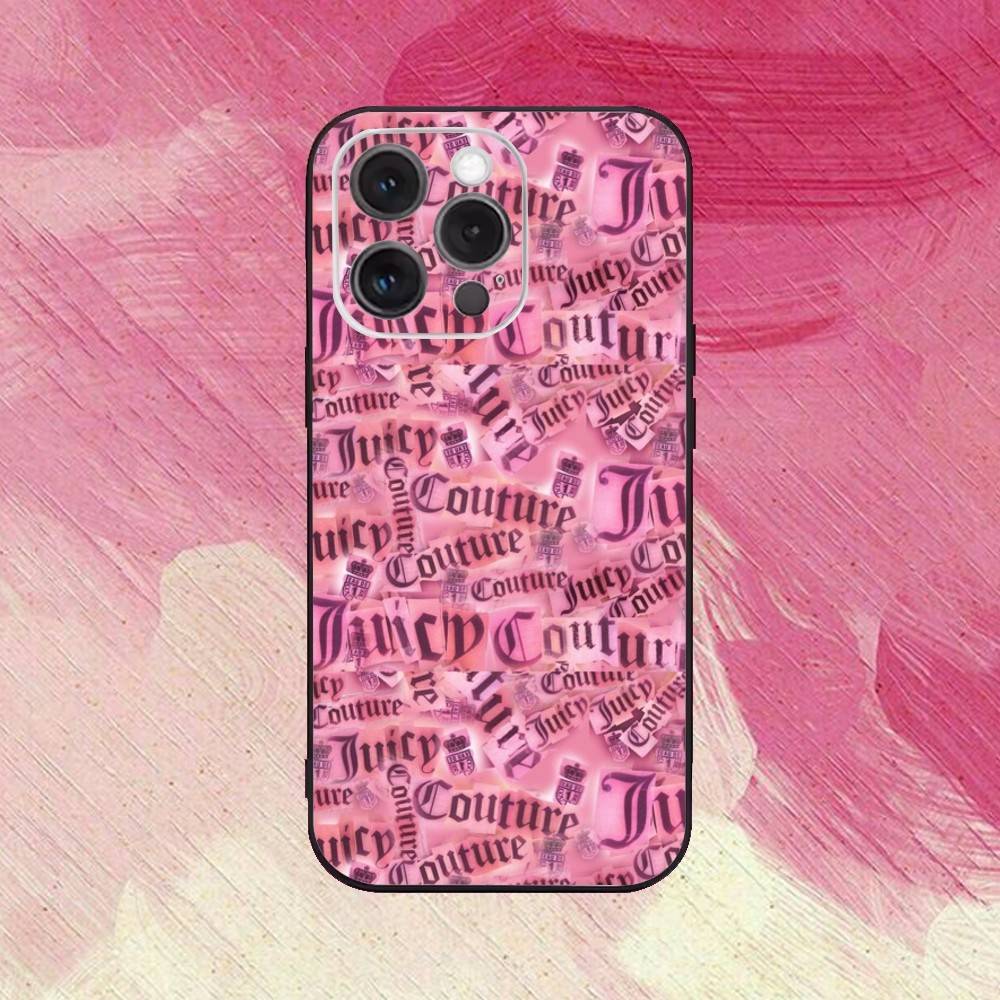 Juicy-12 C-Couture Phone Case  For iPhone17,16,15,14,13,12,11 Plus,Pro Max Soft Black Cover