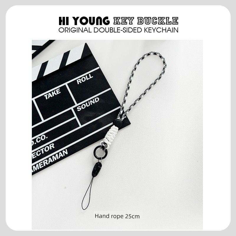 

and White Lanyard College and Primary School Students Anti-Lost Carrying Strap Neck Rope Crossbody Rope Purse Accessories Telescopic Decorative Rope Single hand rope-black and white/25cm