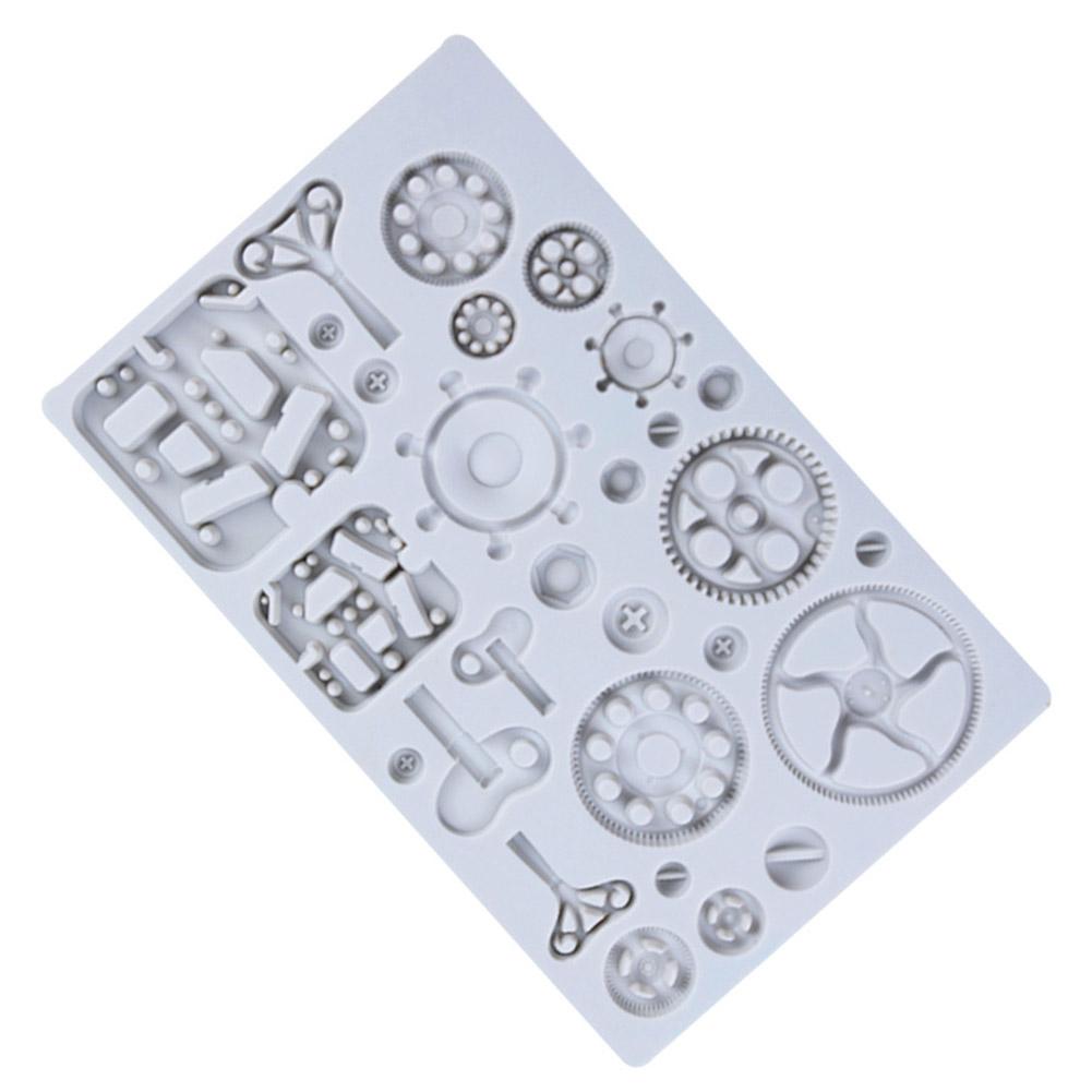 Molde de Engrenagens Vintage Molde de Chocolate Steam Punk Molde de Silicone para Decoração de Bolo