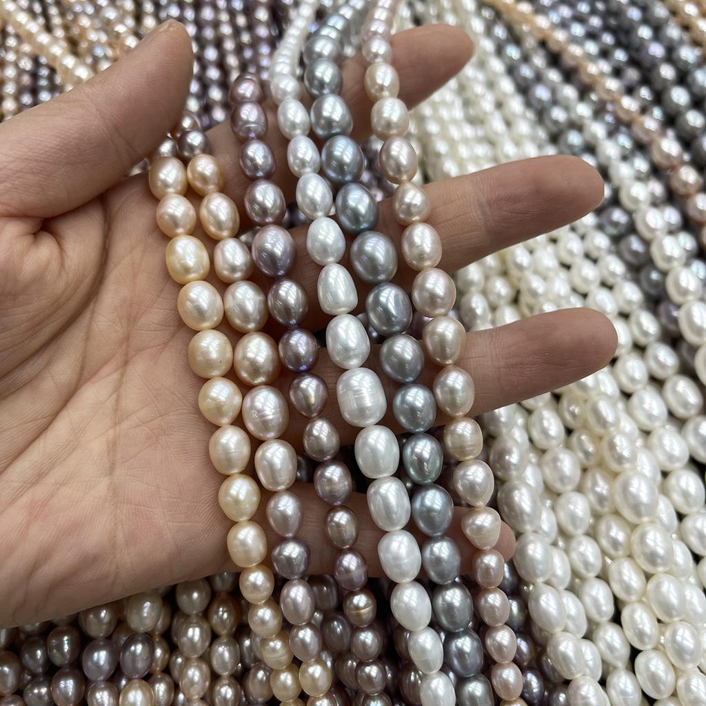 36cm Natural Freshwater Pearl Beads Strand 4-10mm Rice Pearls for Handmade Jewelry Making DIY Necklaces Bracelets Earrings Accessories, Luxury Gifts