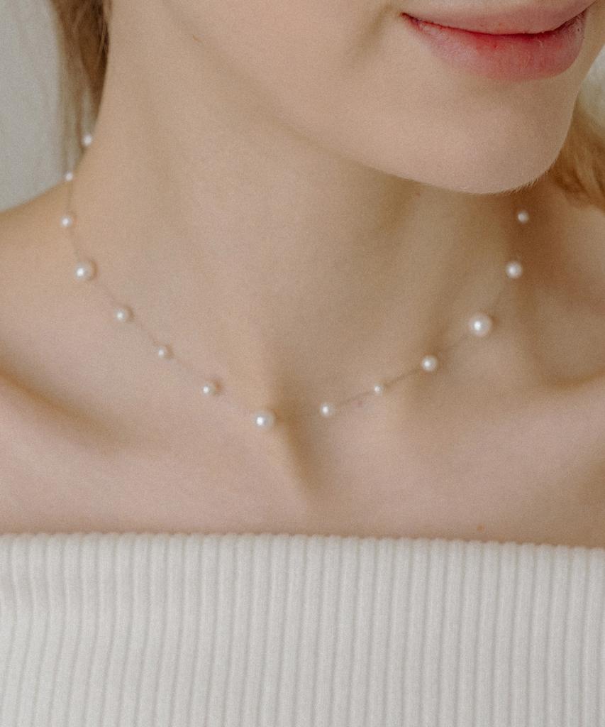 Has Hld028 Silver Chain Pearl Necklace