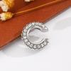 Retro Fashion C-Shaped Bling Ear Clips with Colored Diamonds - Trendy No-Pierce Earrings