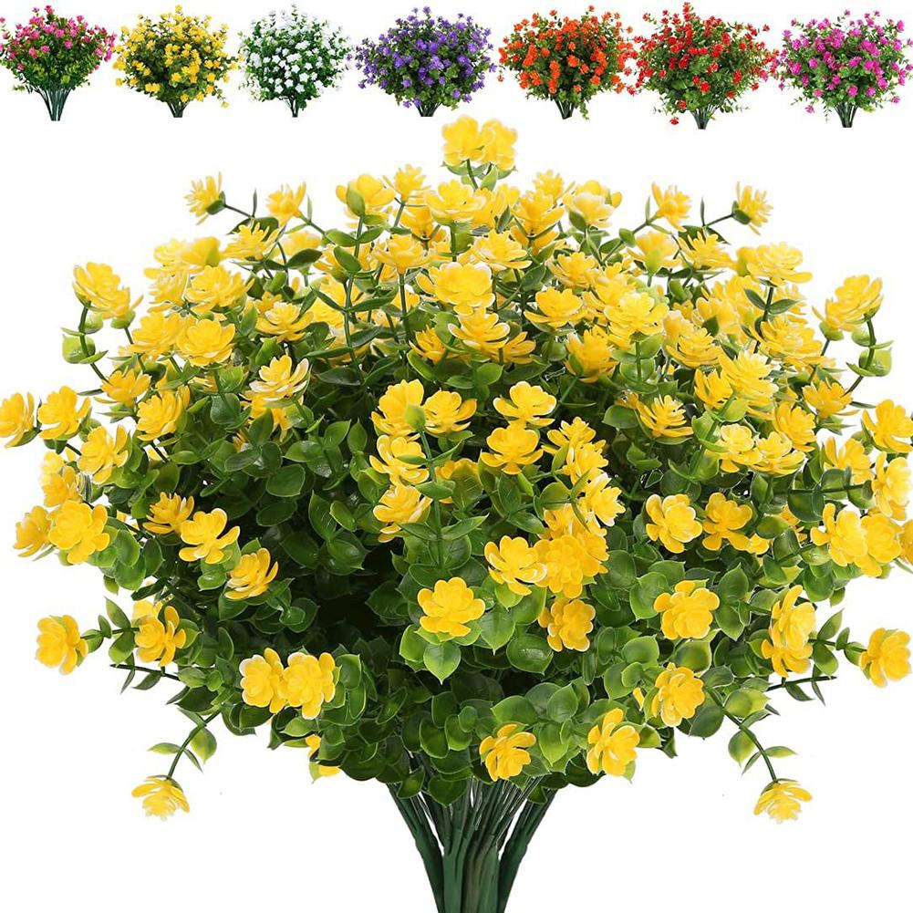 Faux Plants Artificial Flowers Garden Setting As Shown 12 Bundles Lifelike Aesthetic Low Maintenance Odorless Plastic For Home