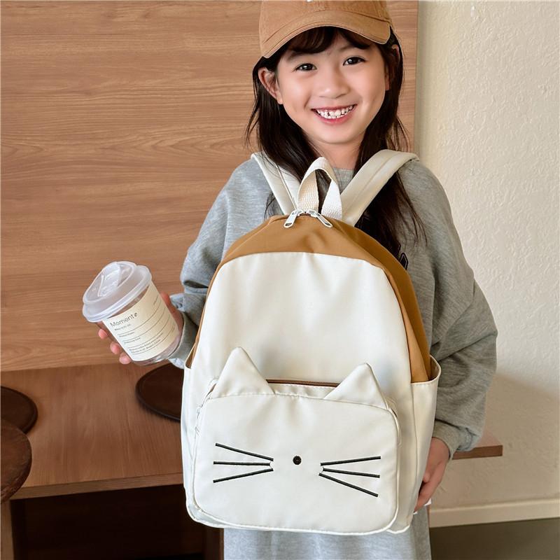 Adorable Cat Design Children's Backpack Lightweight Durable Nylon For Kindergarten Use