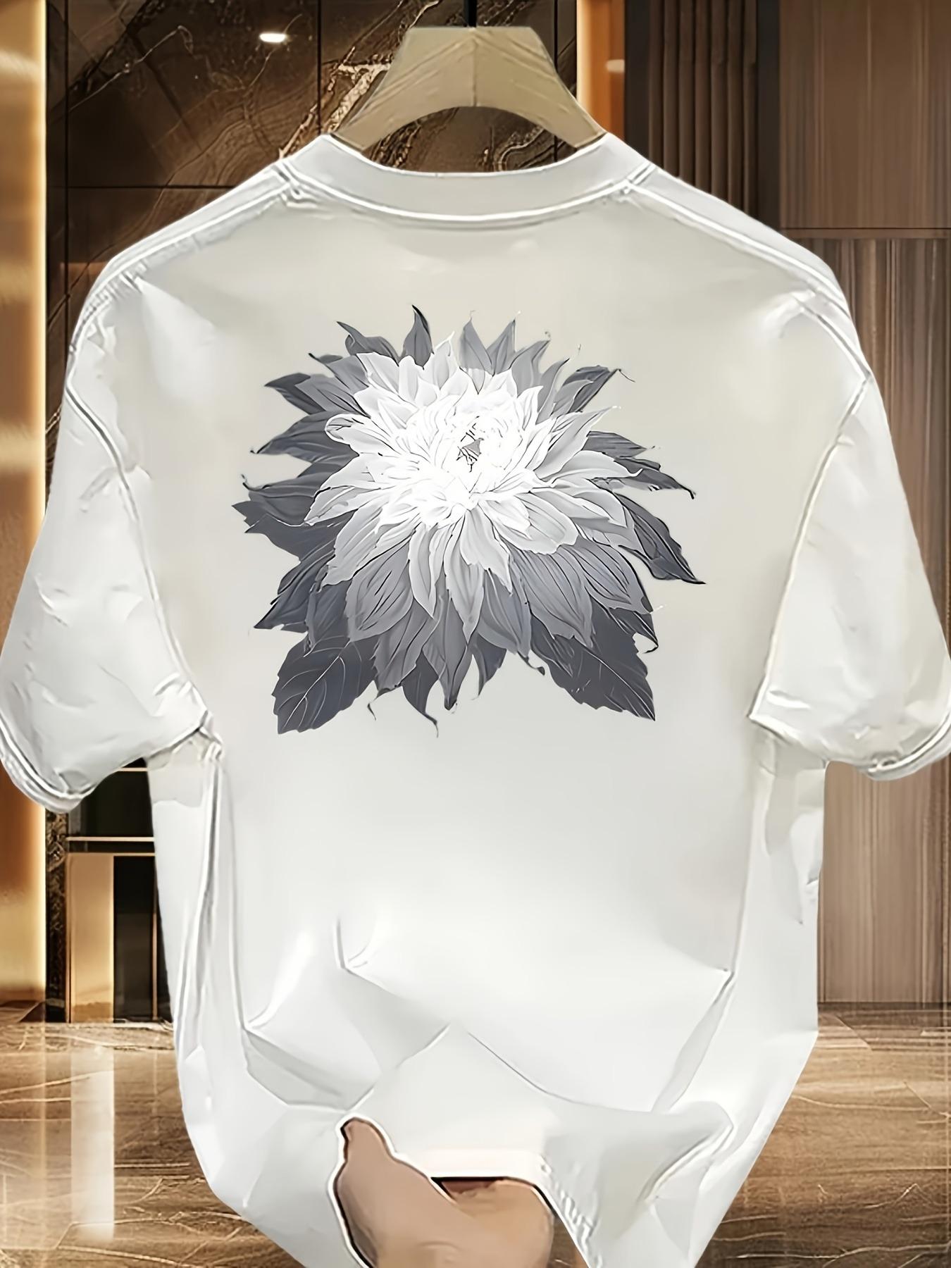 Mens Heavyweight Cotton TShirt with Bold Mandala Print Casual Loose Short Sleeve Summer Top S