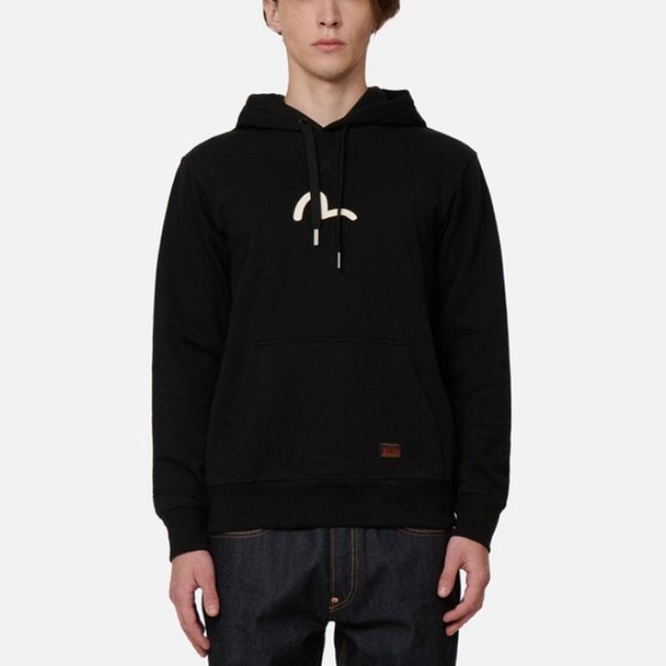 Evisu Little Seagull Print Solid Color Pullover Sweatshirt Men Sweatshirt Black 0ELBSM0SW323XXCT