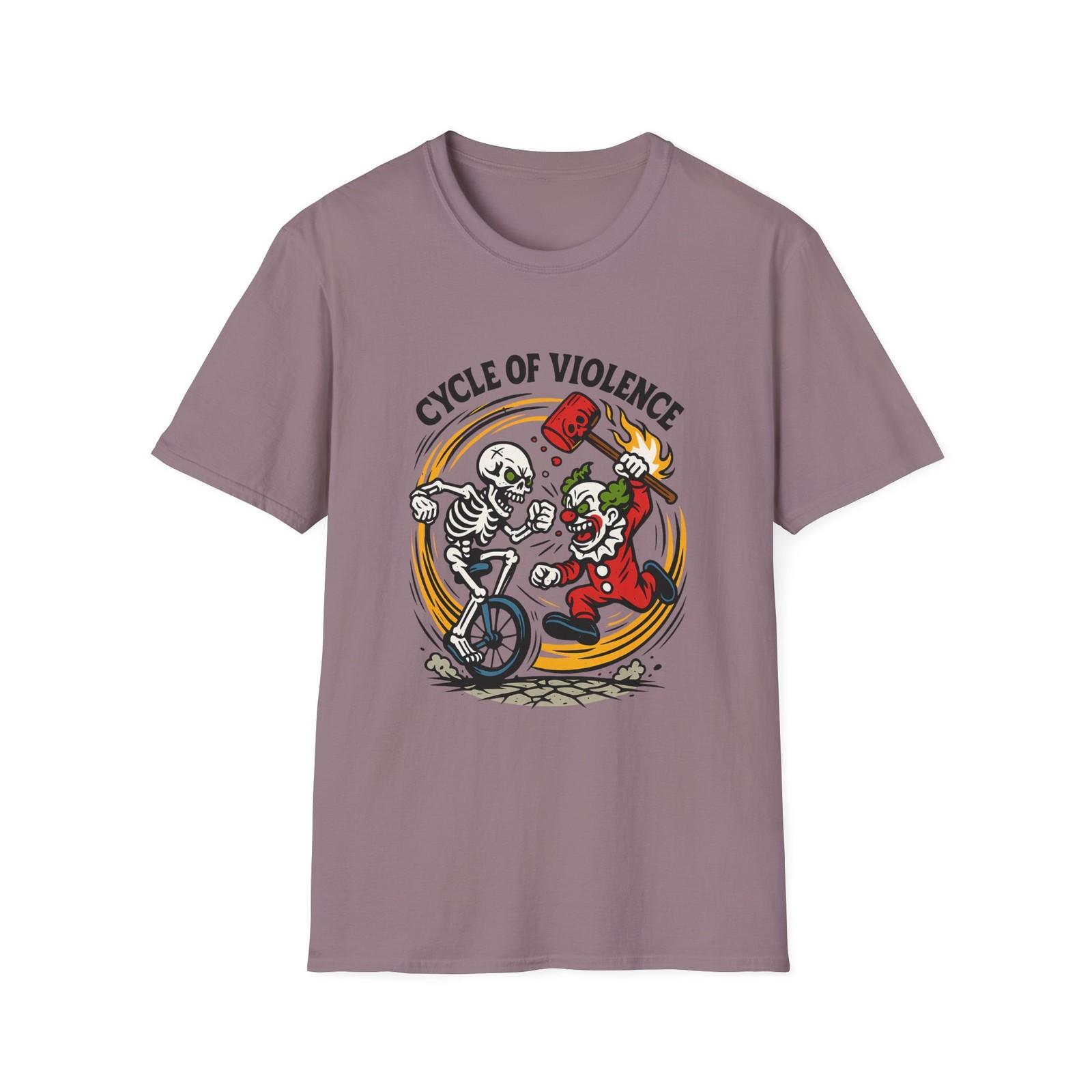 Unisex Softstyle T-Shirt Skeleton Clown Fight Circus Chaos Halloween S