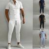 Conjunto de 2 piezas para hombre Primavera-Verano 2023: Polo de manga corta con solapa y pantalón largo.
