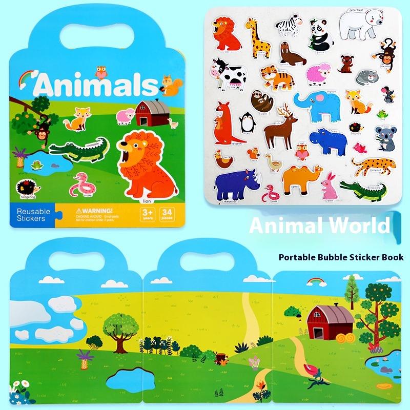 1 Set Kinder Tragbar Wiederverwendbar Leise Beschäftigt Kleben Ein Buch Kinder DIY Stickerbuch Blasen Szene Sticker Gelee Paste Spielzeug