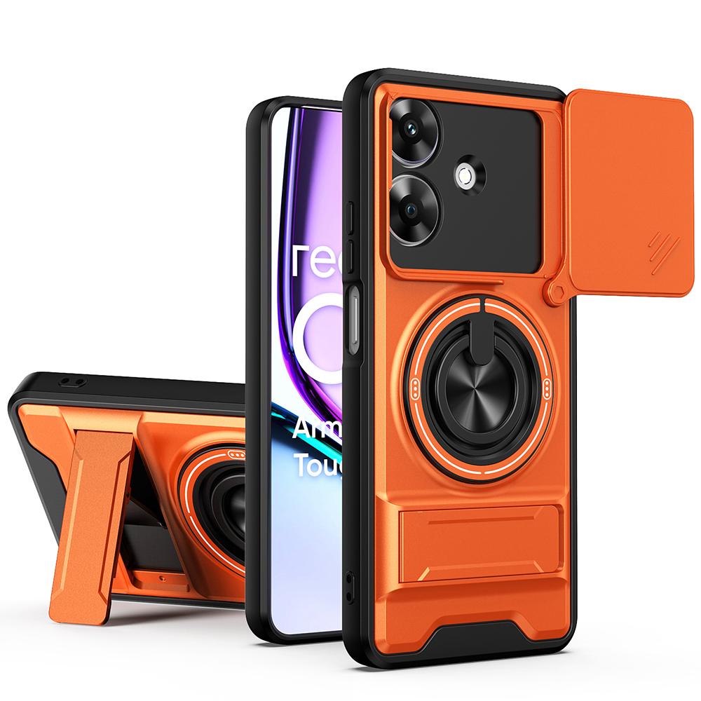 KEYSION Magnetic Phone Case for Realme Note 60 60X Slide Camera Protection Upright Kickstand 360° Ring Shockproof Back Cover