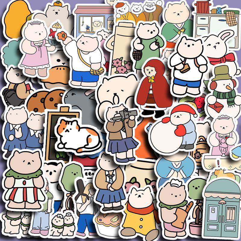 

Korean Aeong Cute Bear Waterproof Stickers - 62 Mixed Pattern Sheets for Kids Journals