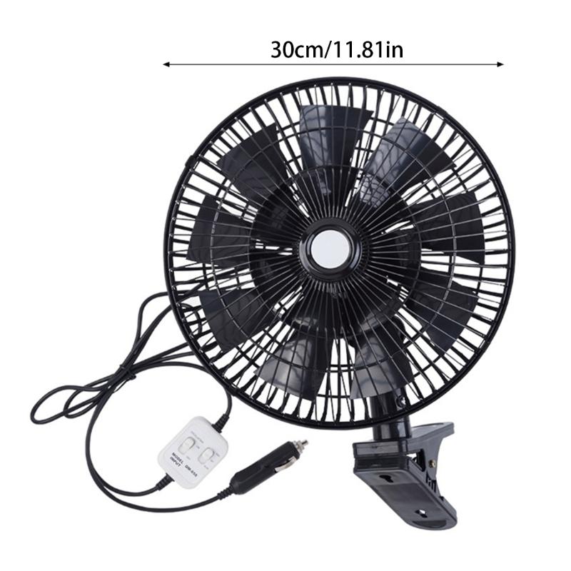 Oscillating Car Fan 12/24V with Strong Airflows Clip On Designings ABS Fan Portable Fan for Efficient Cooling In Vehicle