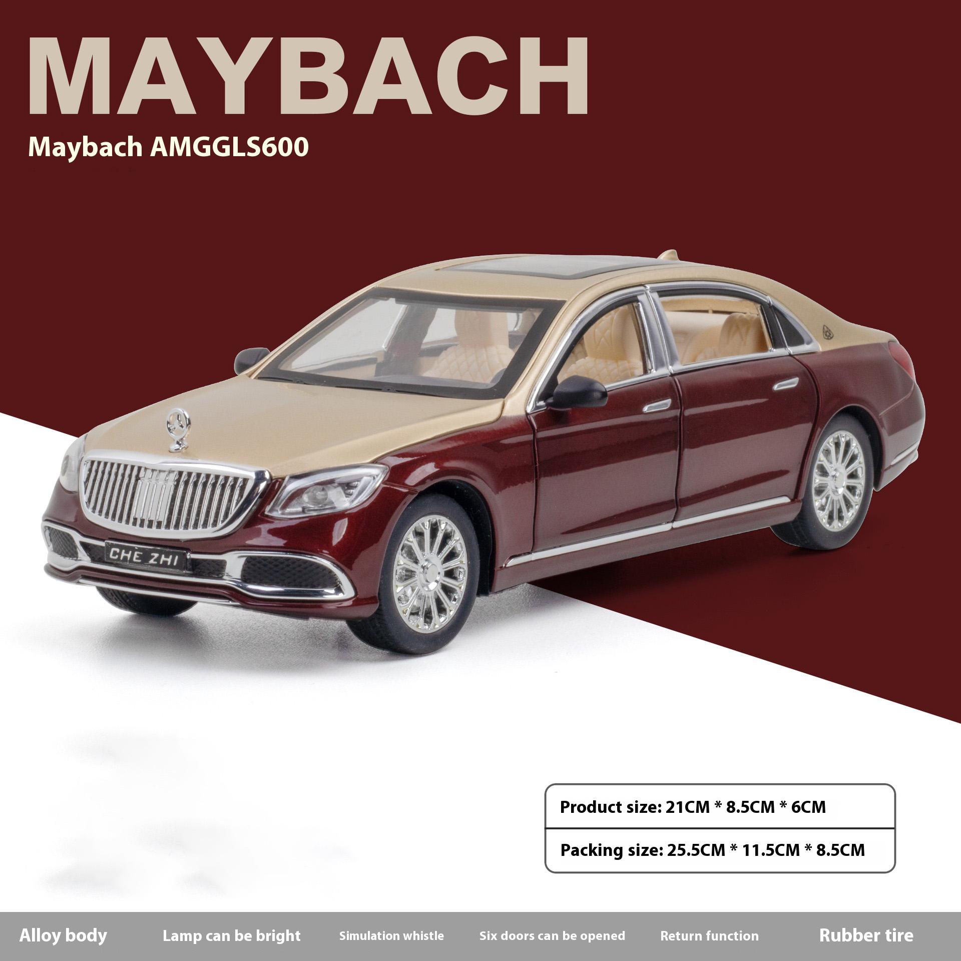 

1:24 Mercedes Benz Maybach GLS600 Luxury Car Alloy Metal Diecast Model Car Collection Decoration Ornament Sound & Light Toy Gift коричневий
