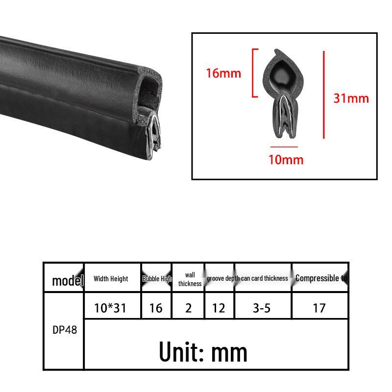 U-Shaped Rubber Steel-Backed Sealing Strip for Car Doors and Cabinets