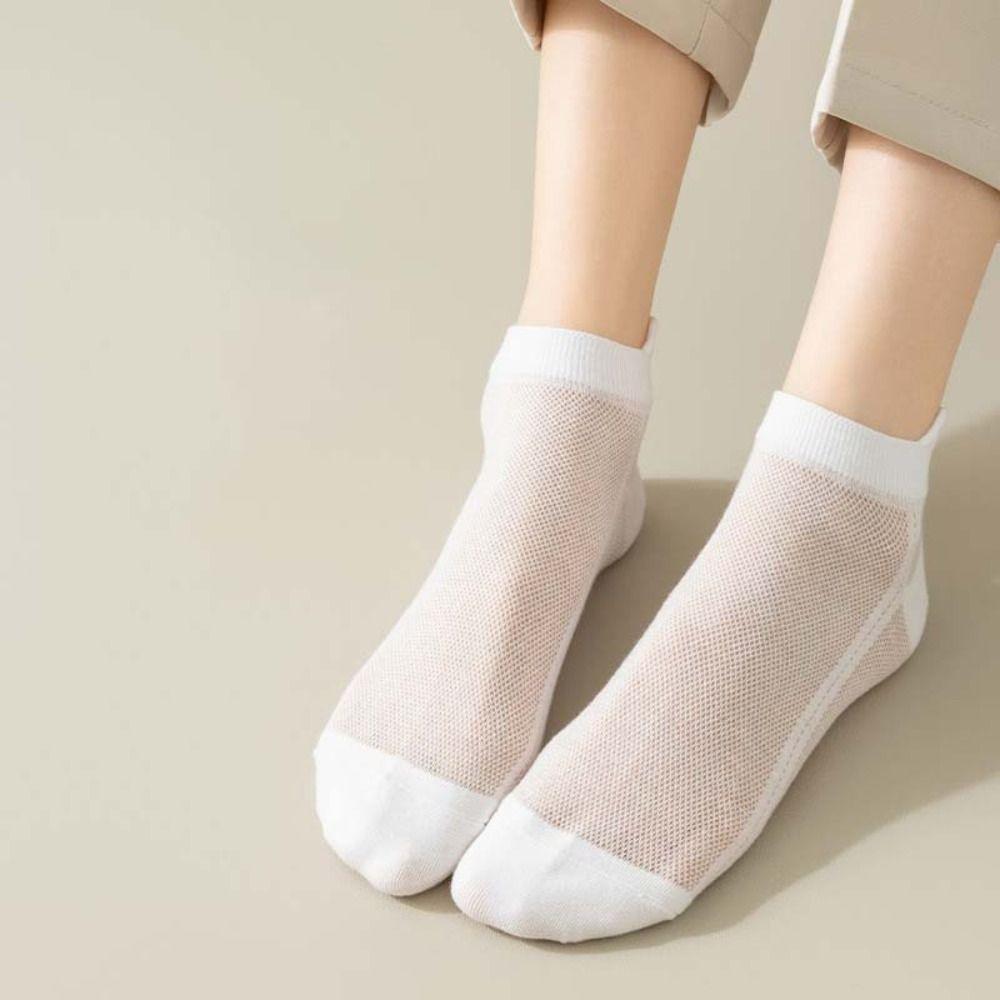 Thin Short Running Socks Solid Color Sports Boat Socks Soft Summer Mesh Socks  Women