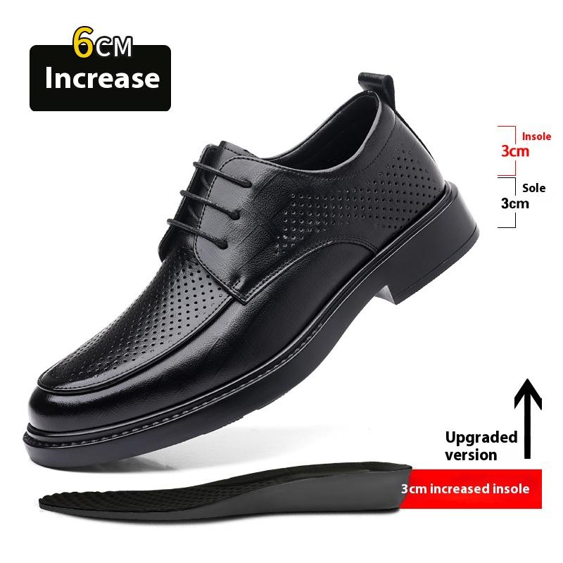 Spring/Summer Men 37-45 Men's Flat/6CM Heightening Elevator Shoes Business Formal Leather Shoes Man British Casual Wedding Suit