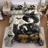 3pcs Halloween Pumpkin Monster Duvet Cover Set without Core Quilt Cover with 2 PillowcasesSoft and Machine Washable Duvet Cover
