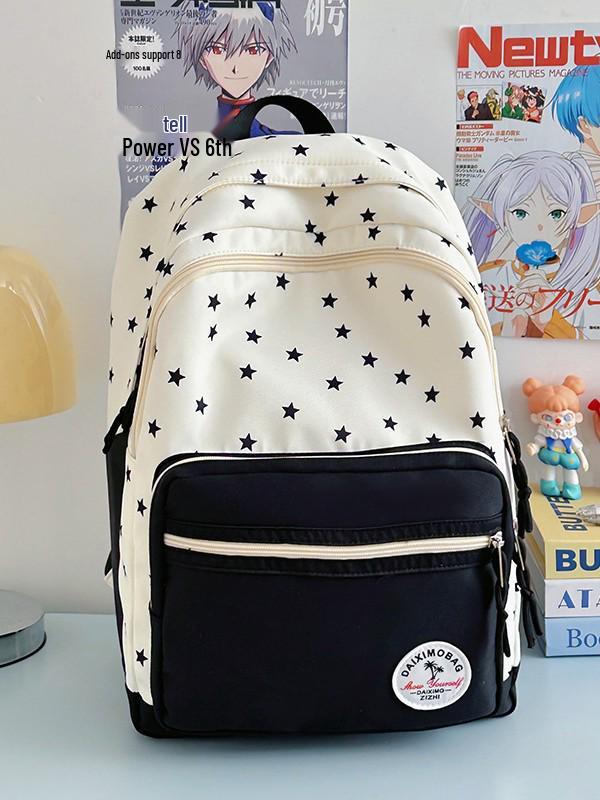 Cross-border Star Print Junior Backpack: Large, Lightweight, Simple and Casual.