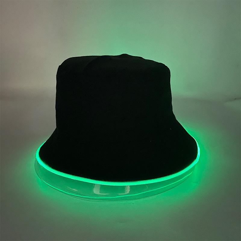 Unisex LED Világítós Hímzett Bucket Kalap Logóval és Egyszínű Lapos Tetővel