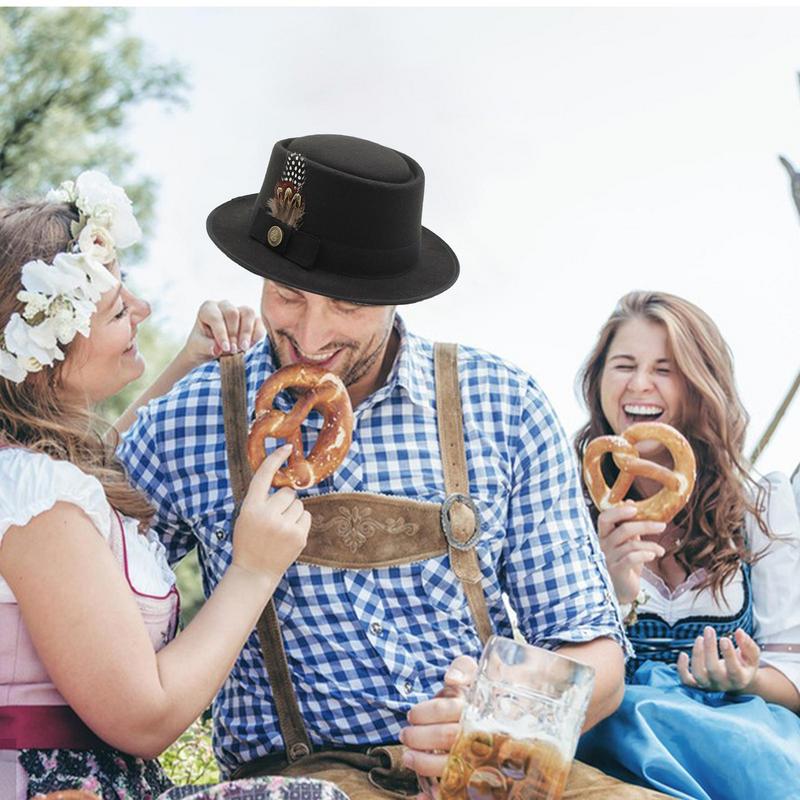 Oktoberfest costume black German hat women's clothing accessories with feathers Oktoberfest badge