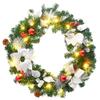 VidaXL Couronne de Noël avec lumières LED vert 60 cm PVC, couronnes, couronnes de Noël avec décoration, ornements de 321516