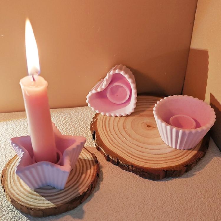 Creative Gifts Flexible Silicone Mold Versatile Striped Silicone Mold for Crafting Round and Square Candle Holder