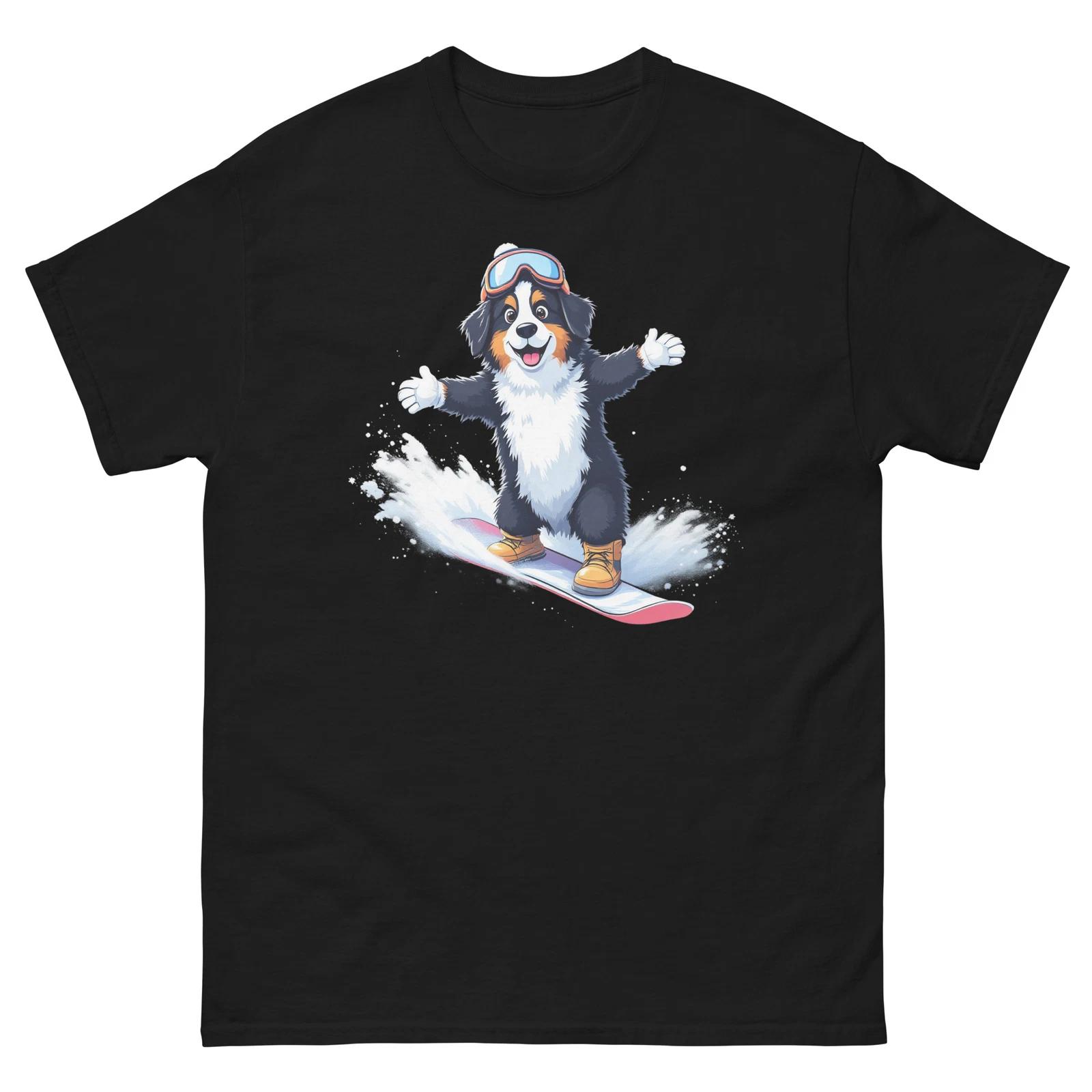 Bernese Mountain Dog Snowboarding Fun Snowboard Design T-Shirt S