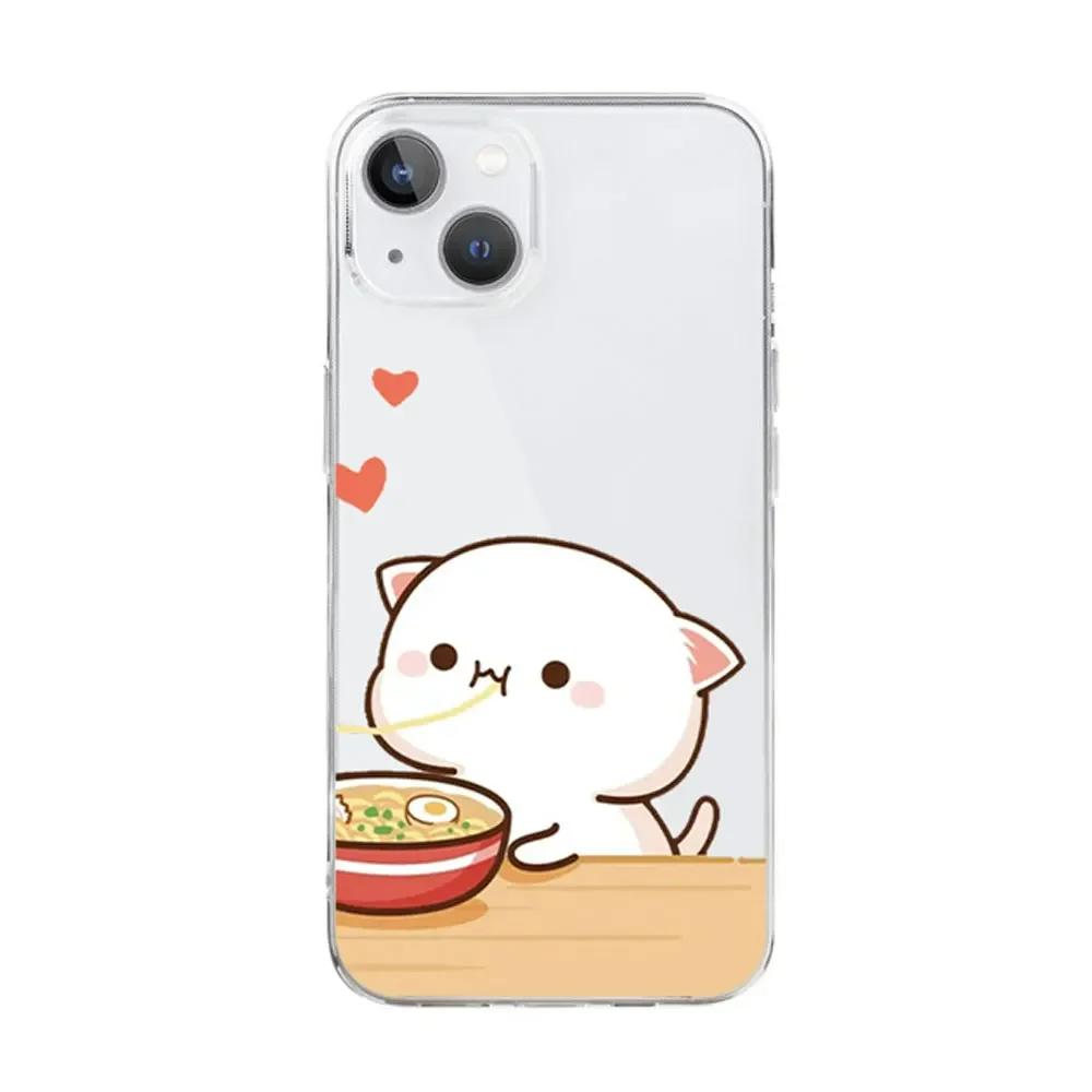 Funny Bunny Bear Couple Phone Case for IPhone 13 14 15 12 11 Pro Max Mini X XR XS MAX 7 8Plus SE2 Cute Animal Clear Paired Cover