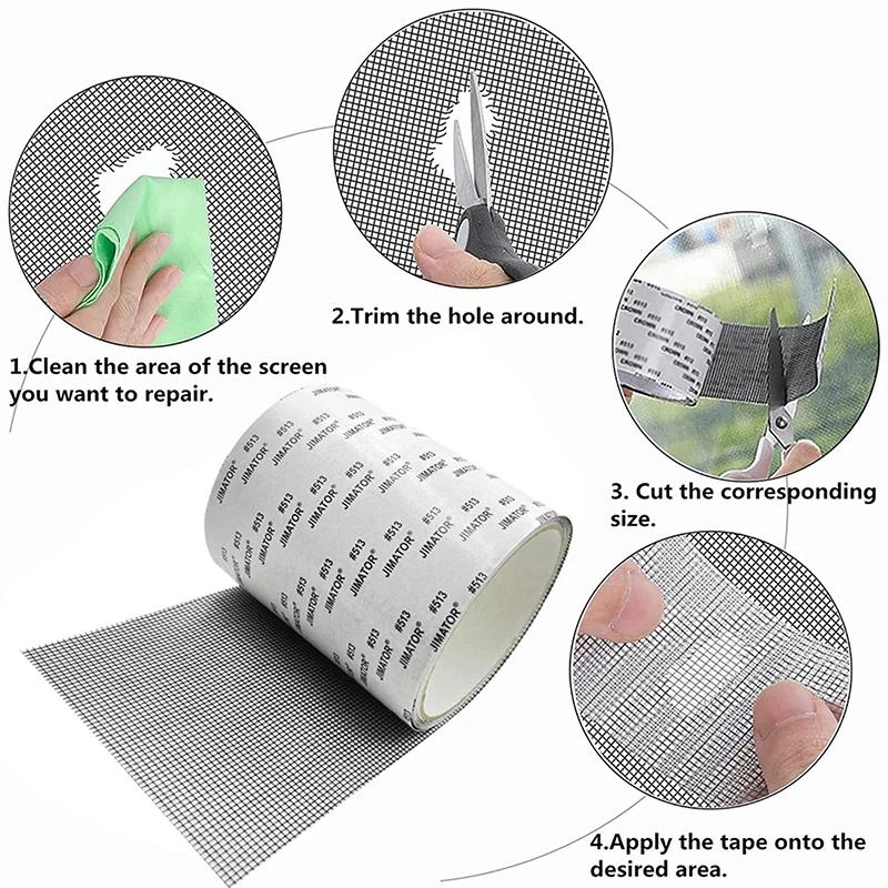 2M 5/10cm Width Window Mosquito Net Repair Tape Self-Adhesive Window Screen Repair Patch Anti-Insect Fly Mesh Broken Holes Tape